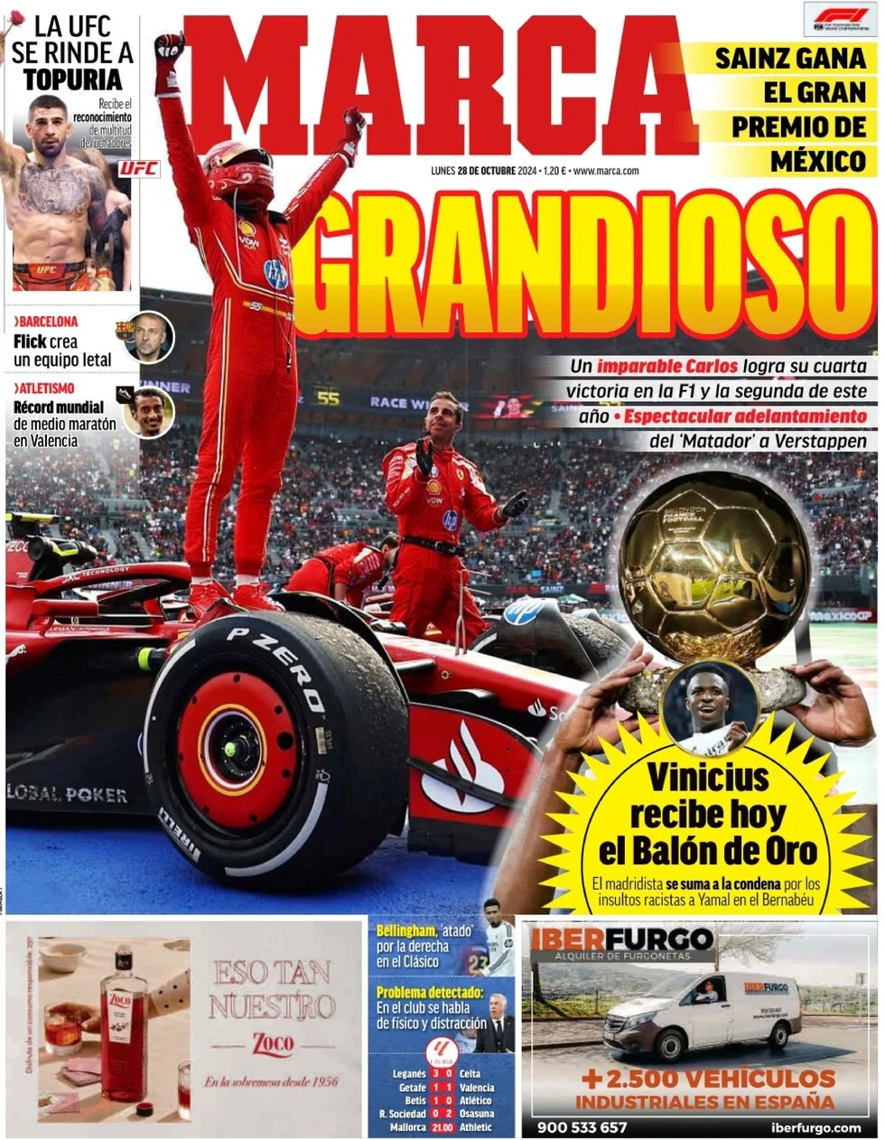 anteprima della prima pagina di marca del 28/10/2024