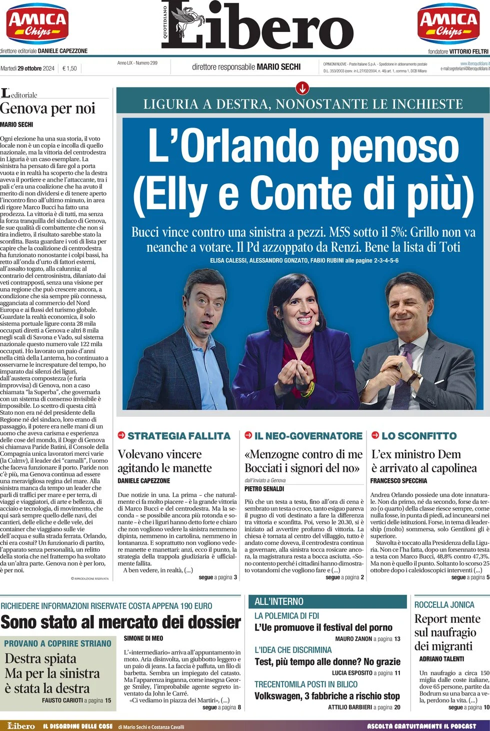 anteprima della prima pagina di Libero Quotidiano