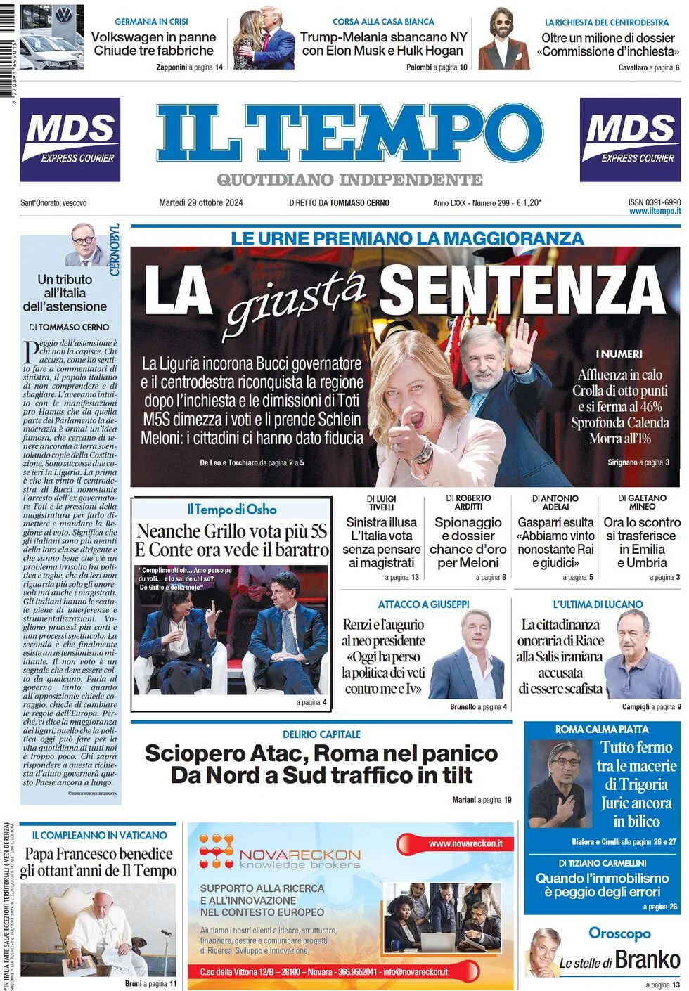 anteprima della prima pagina di Il Tempo