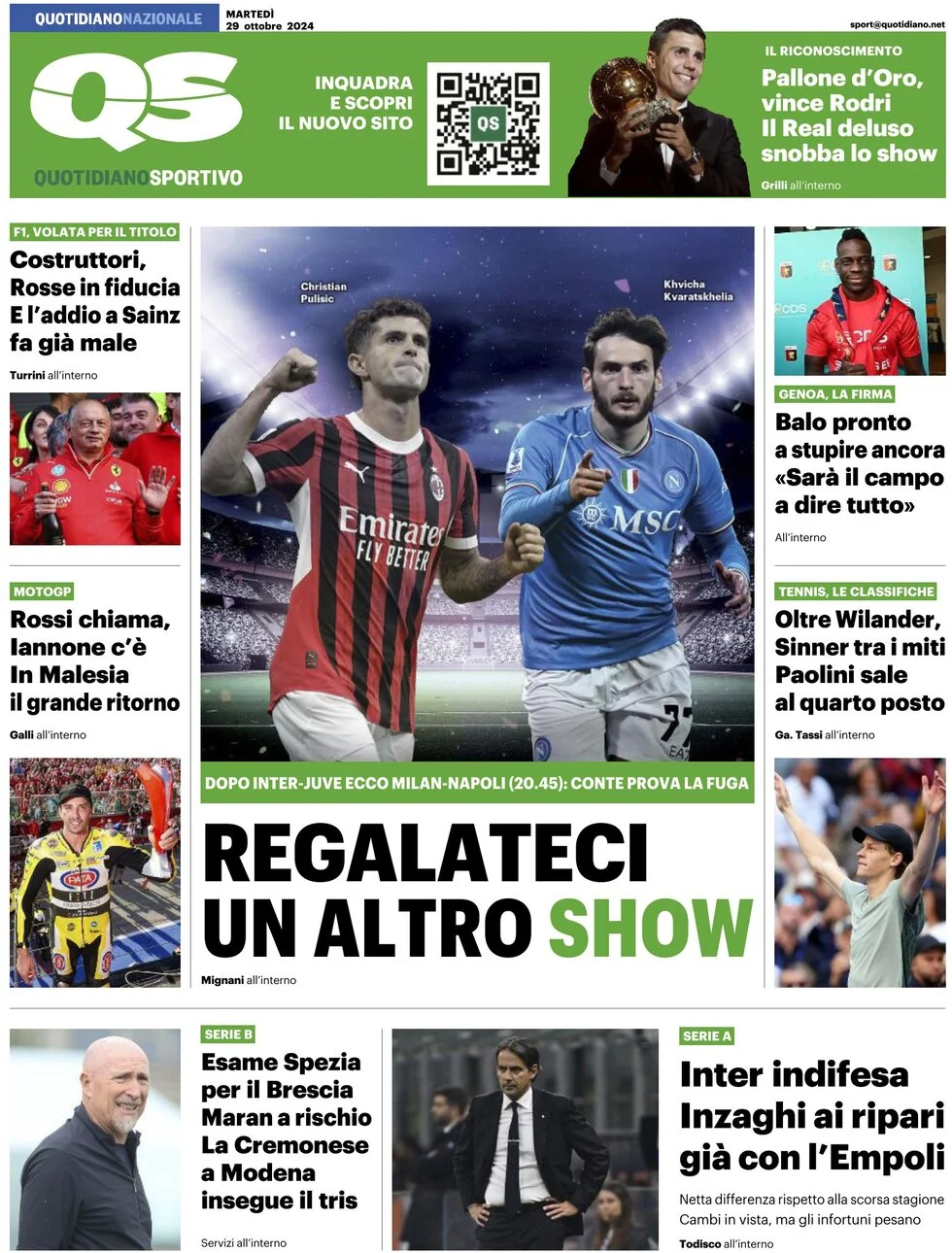 anteprima della prima pagina di QS Quotidiano Sportivo