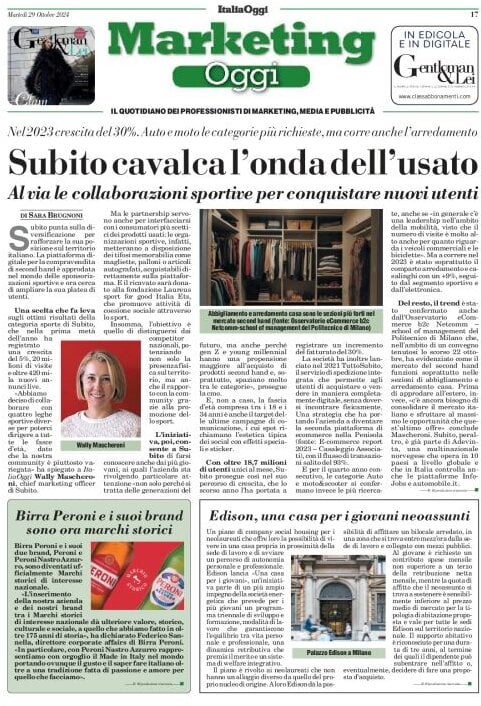 anteprima della prima pagina di Marketing Oggi