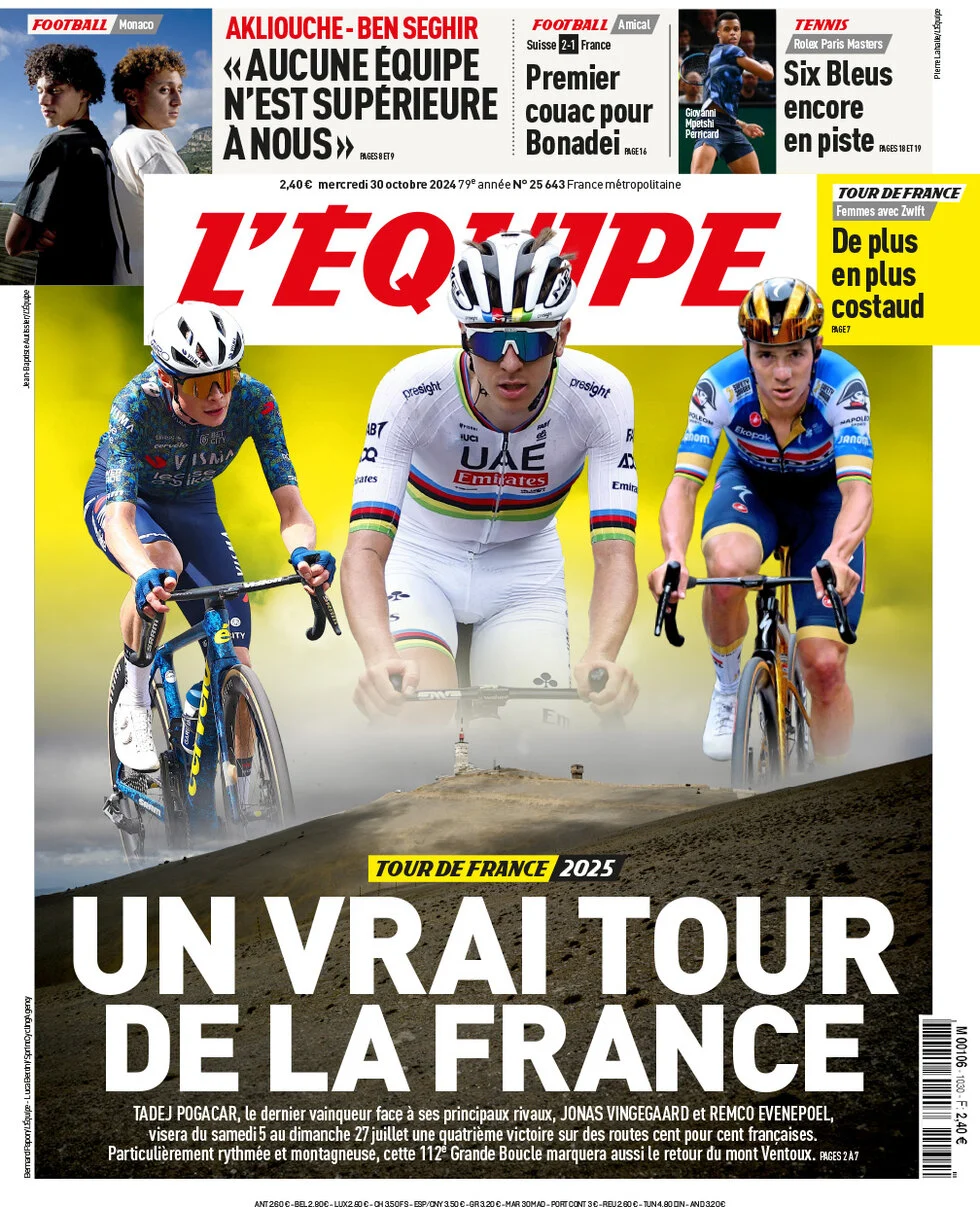anteprima della prima pagina di lequipe del 29/10/2024