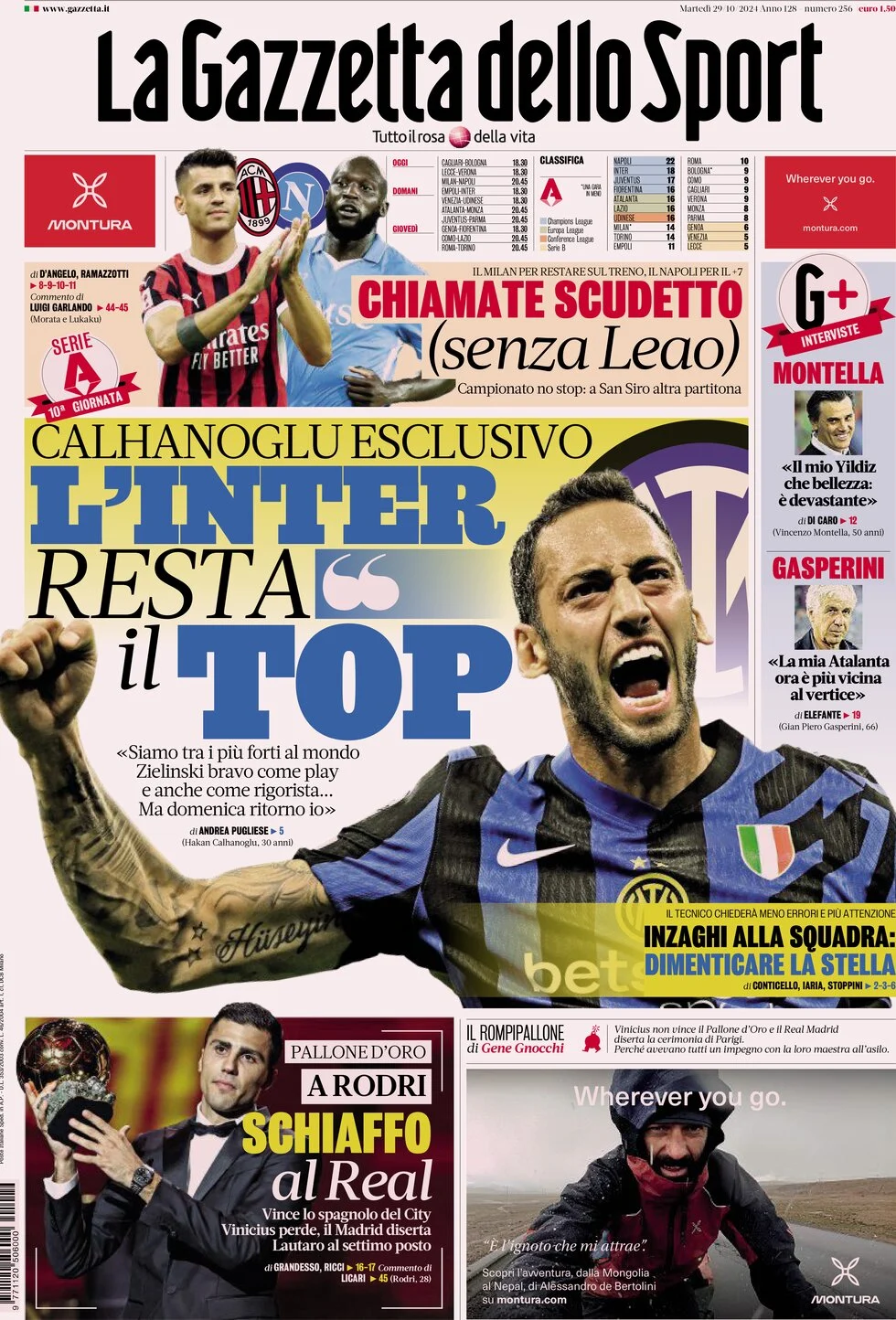 anteprima della prima pagina di La Gazzetta dello Sport