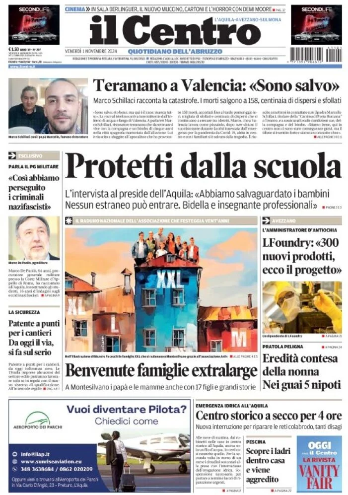 anteprima della prima pagina di il-centro-laquila del 01/11/2024
