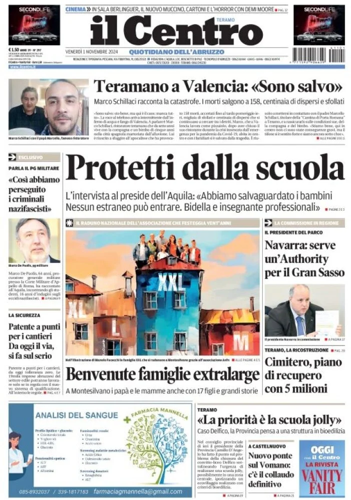 anteprima della prima pagina di il-centro-teramo del 01/11/2024