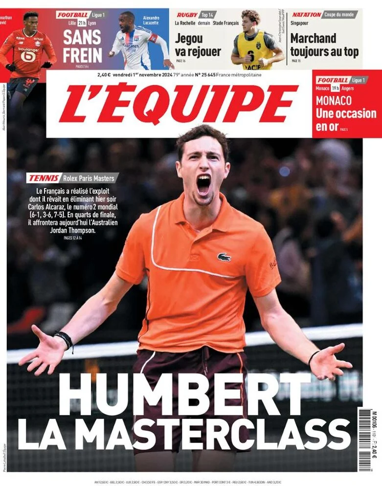 anteprima della prima pagina di lequipe del 01/11/2024