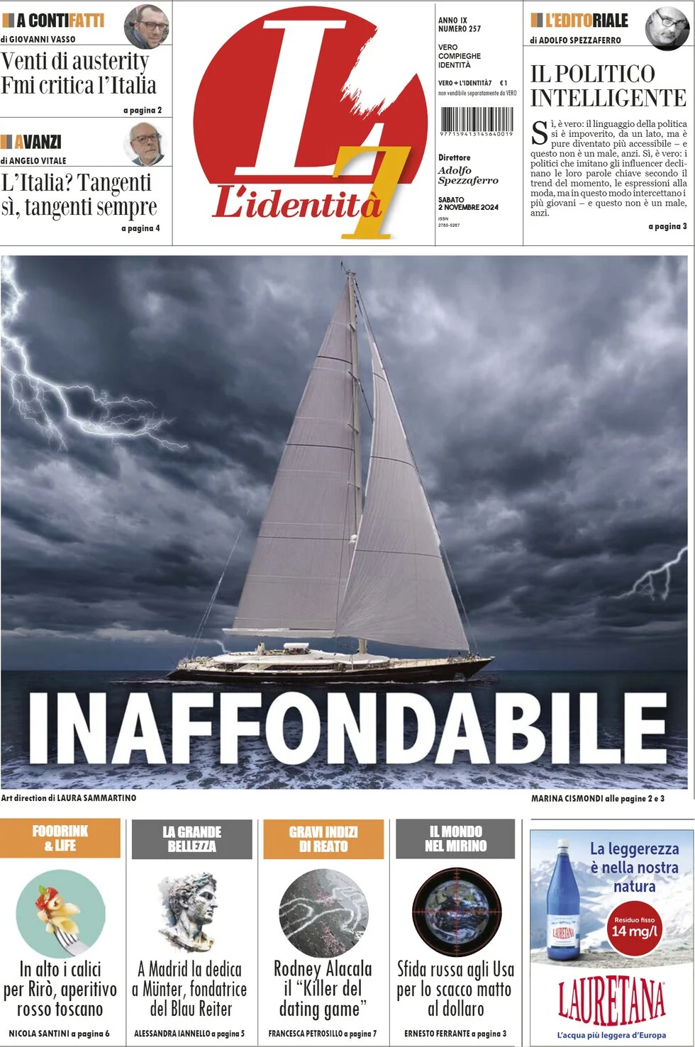 anteprima della prima pagina di lidentit del 02/11/2024
