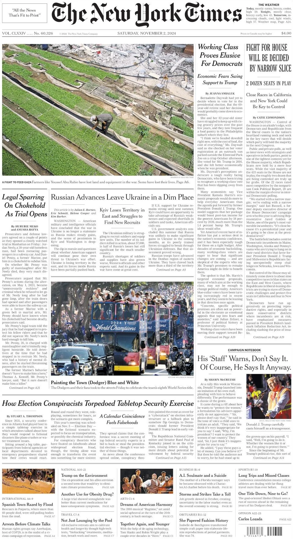 anteprima della prima pagina di the-new-york-times del 02/11/2024