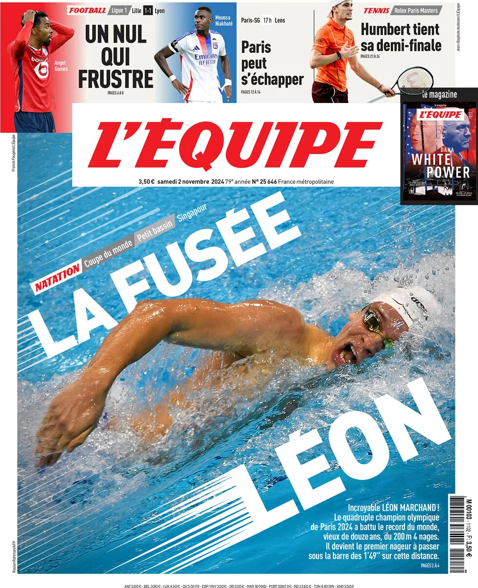 anteprima della prima pagina di lequipe del 02/11/2024