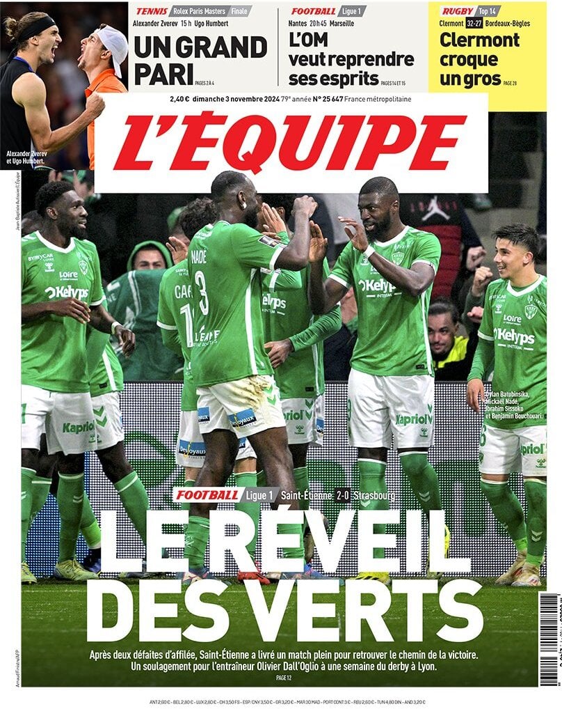 anteprima della prima pagina di lequipe del 03/11/2024