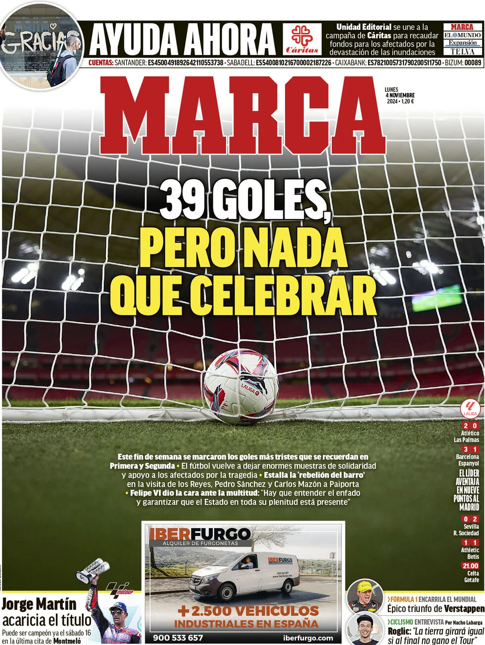 anteprima della prima pagina di marca del 04/11/2024