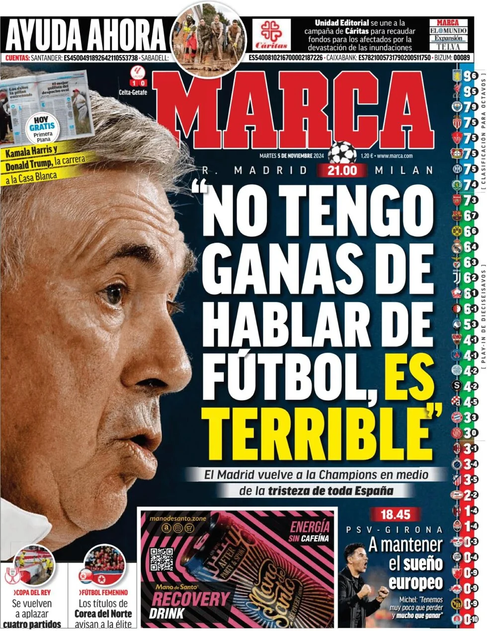 anteprima della prima pagina di marca del 05/11/2024