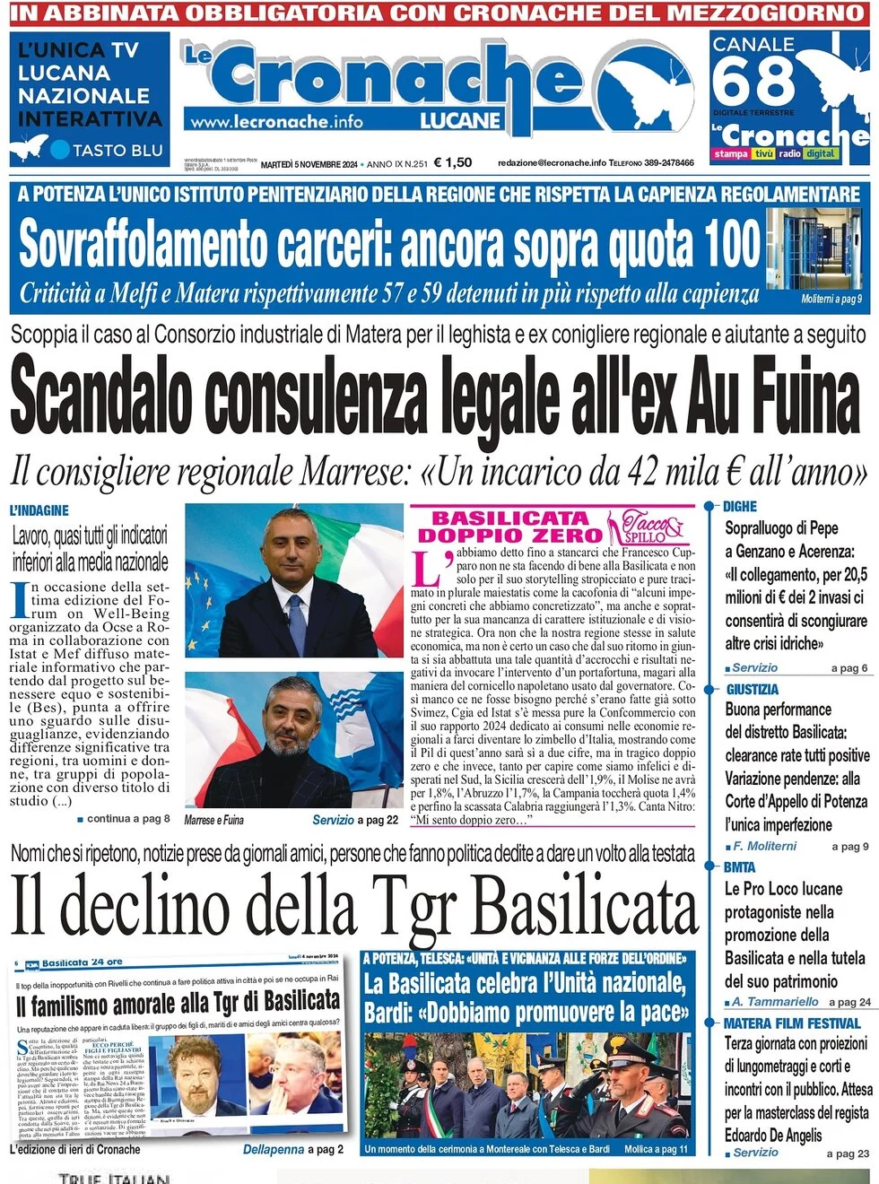 anteprima della prima pagina di le-cronache-lucane del 05/11/2024