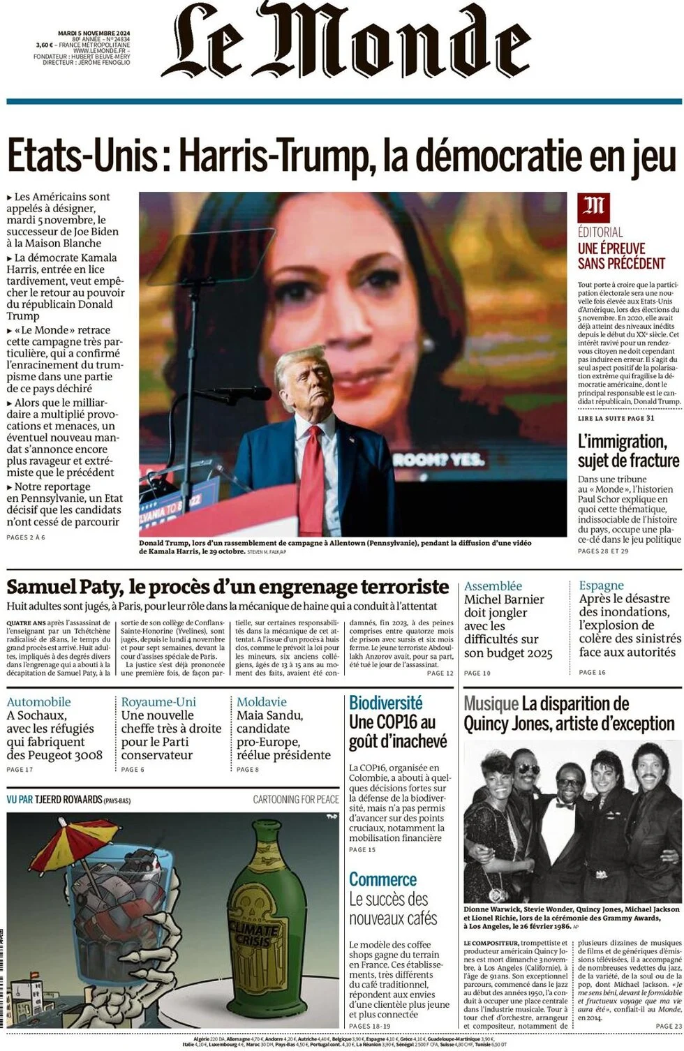 anteprima della prima pagina di le-monde del 05/11/2024