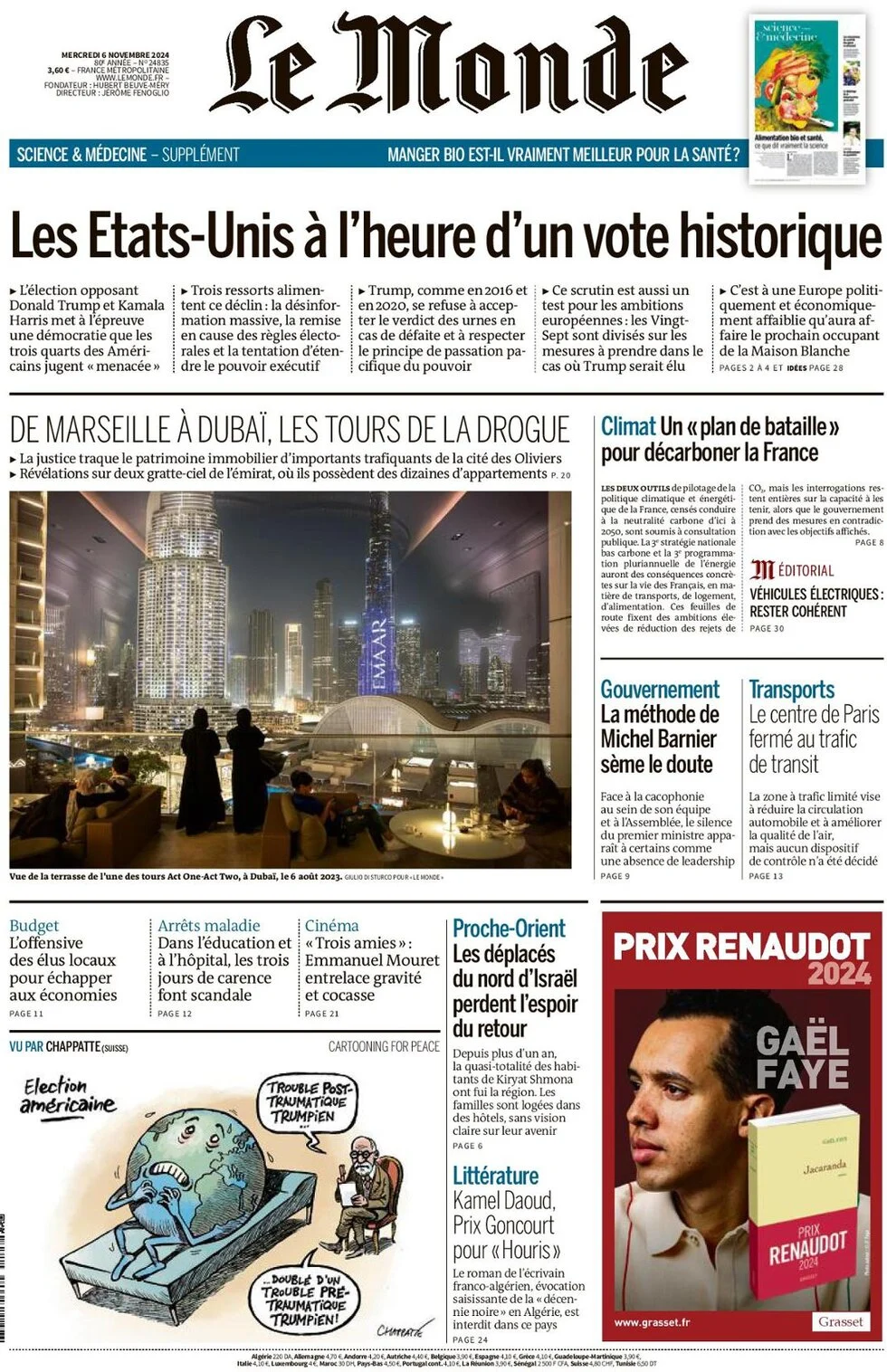 anteprima della prima pagina di le-monde del 06/11/2024