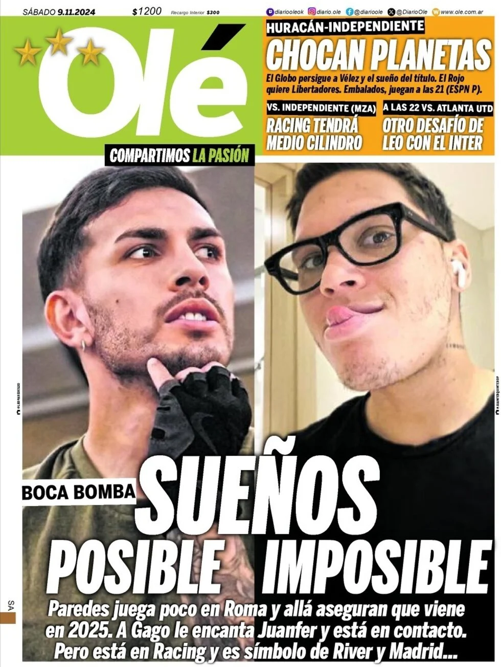 anteprima della prima pagina di ol del 09/11/2024