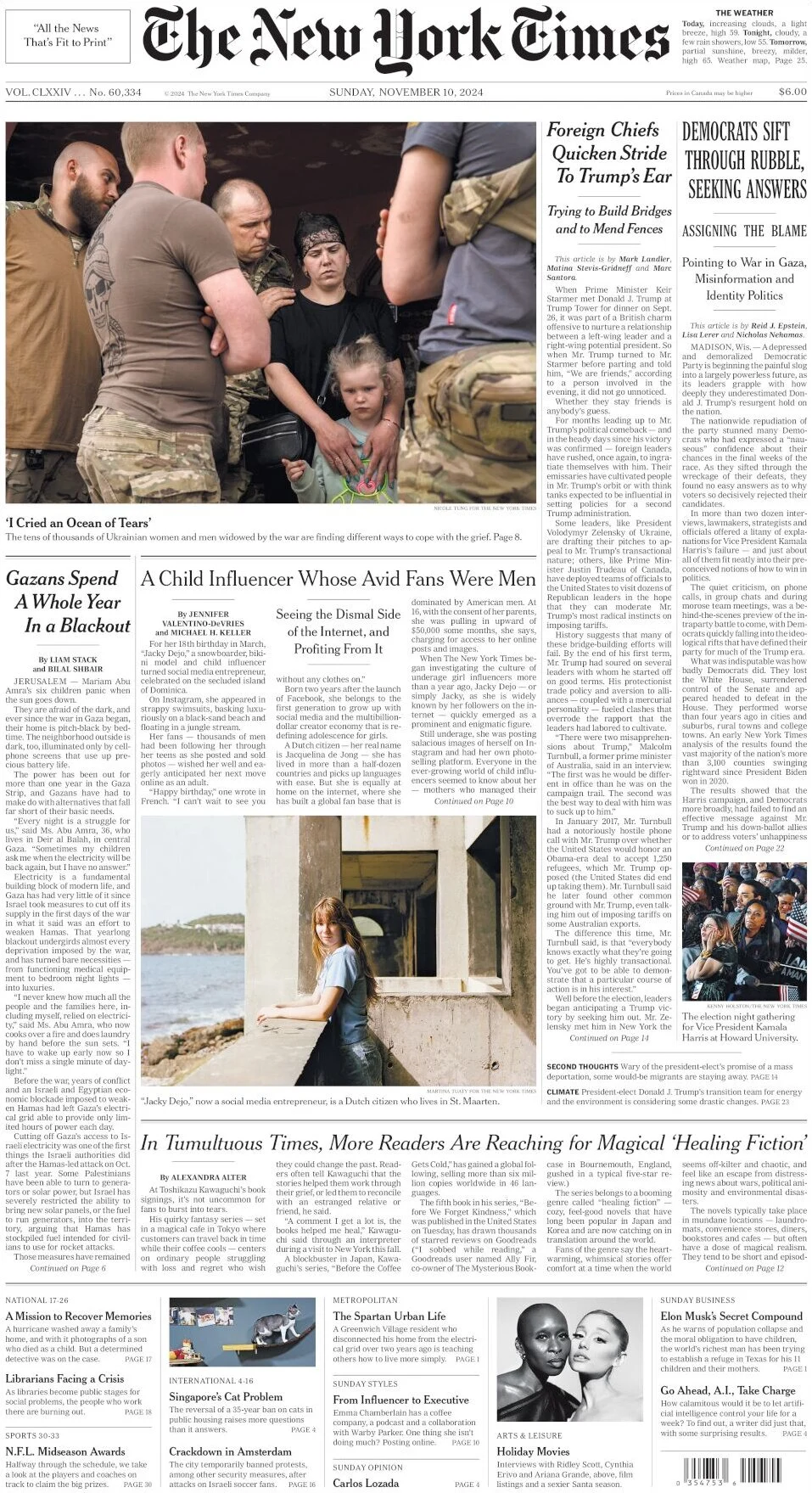 anteprima della prima pagina di the-new-york-times del 10/11/2024