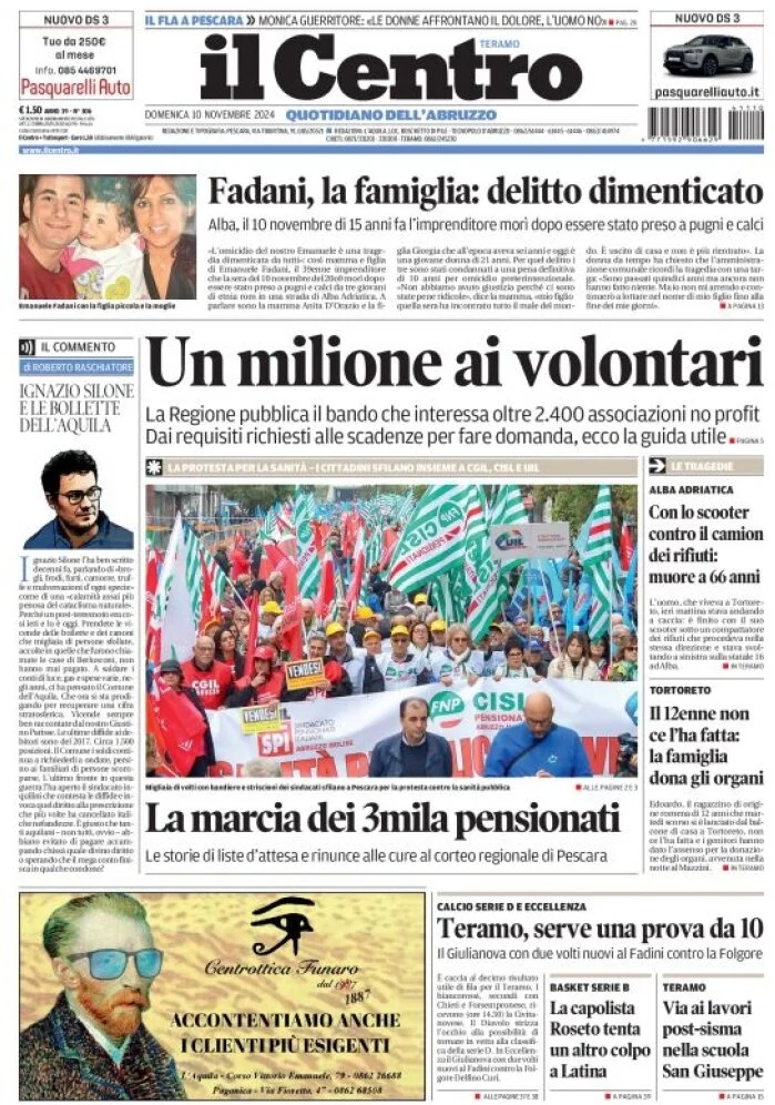anteprima della prima pagina di il-centro-teramo del 10/11/2024