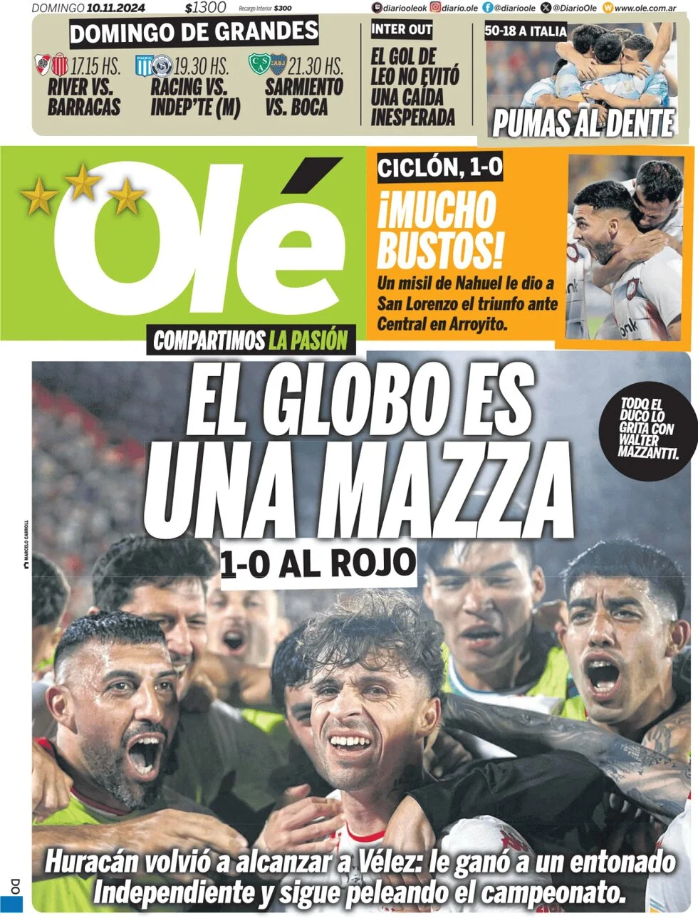 anteprima della prima pagina di ol del 10/11/2024