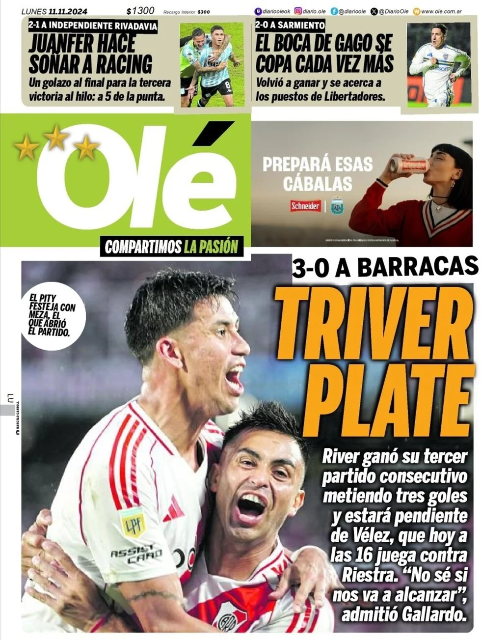anteprima della prima pagina di ol del 11/11/2024