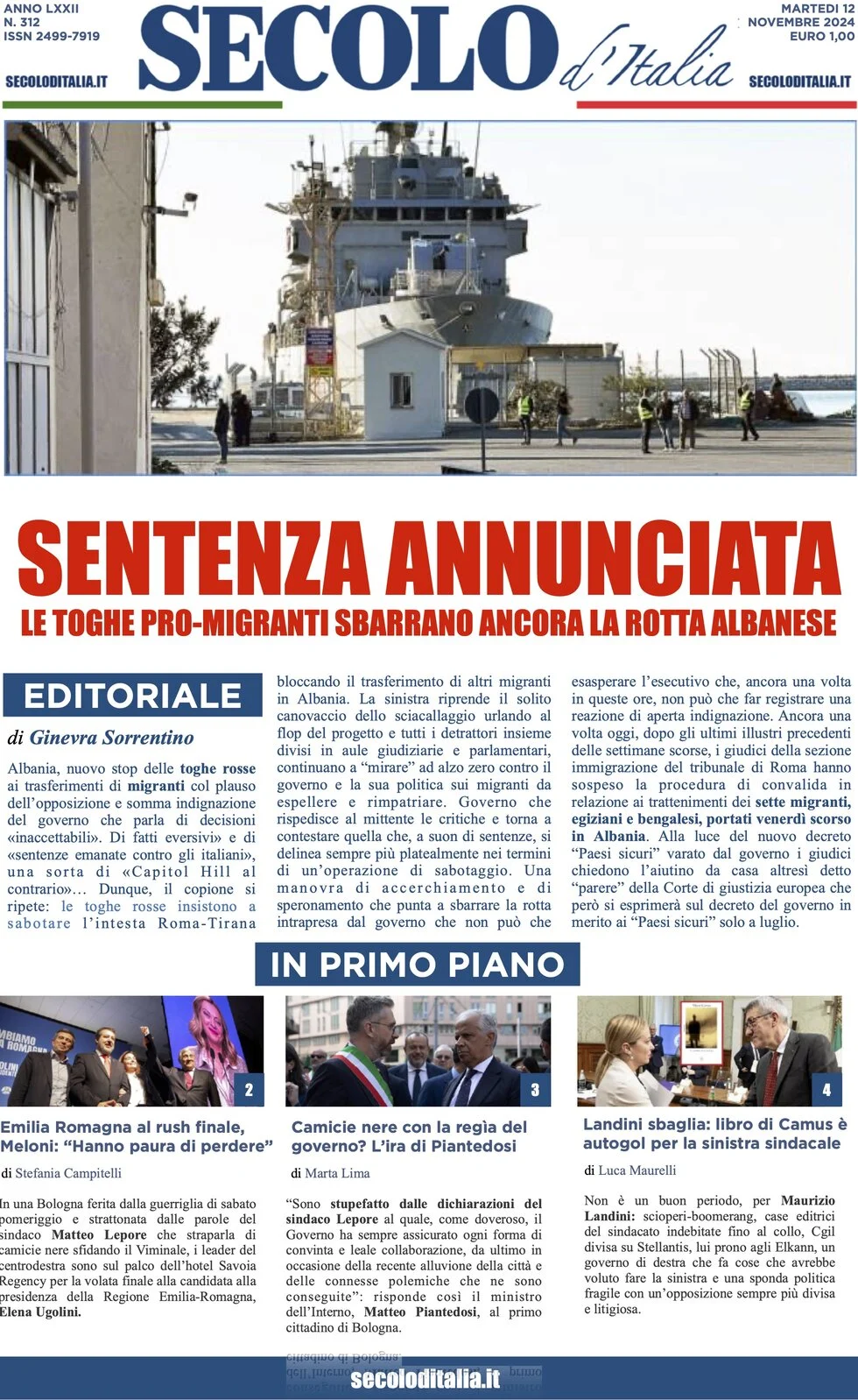 anteprima della prima pagina di secolo-ditalia del 12/11/2024