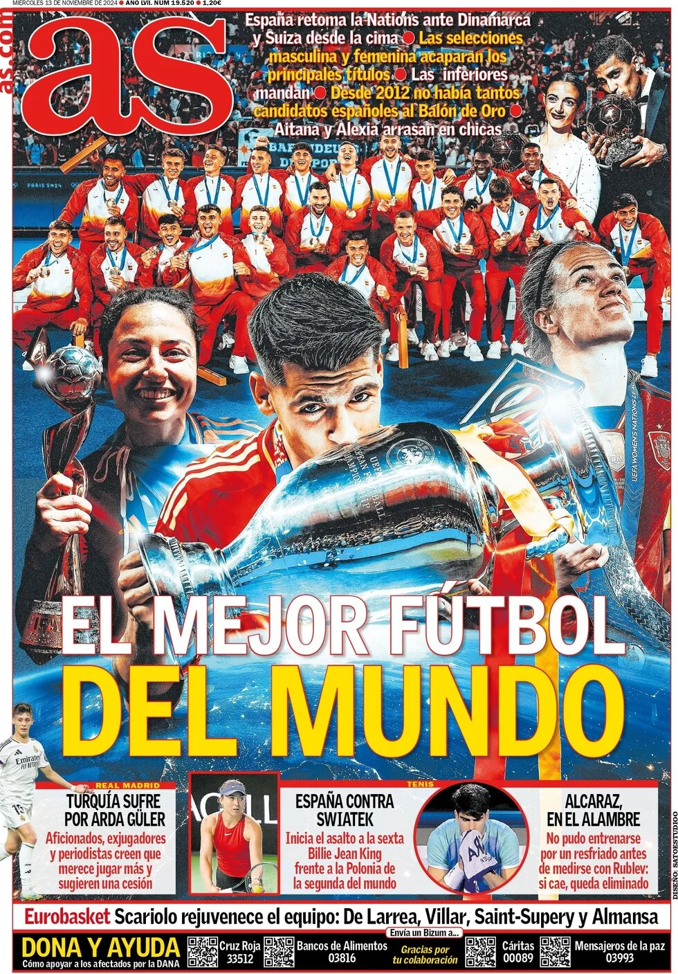 anteprima della prima pagina di as-madrid del 13/11/2024