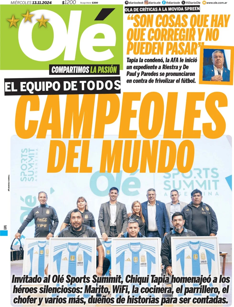 anteprima della prima pagina di ol del 13/11/2024