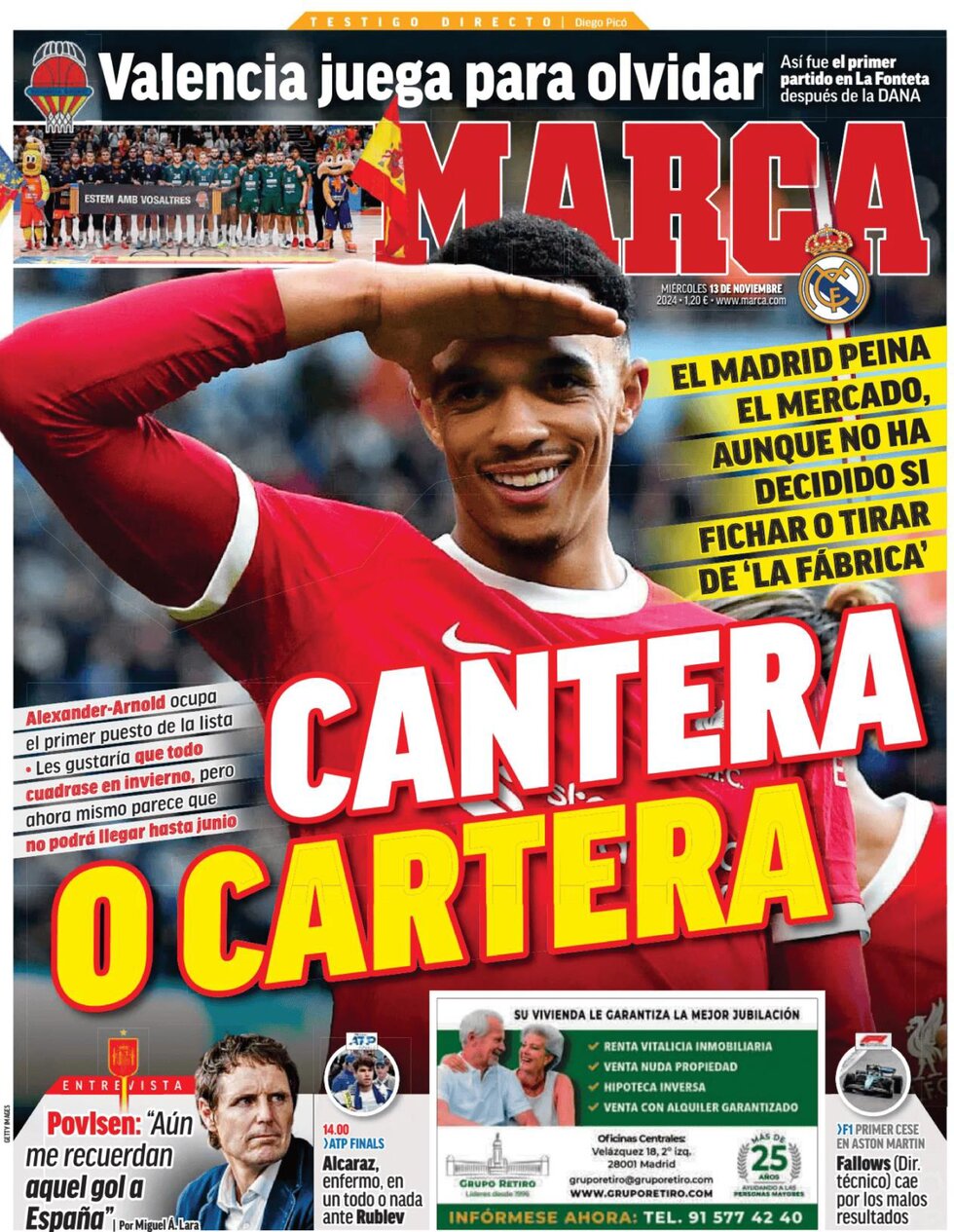 anteprima della prima pagina di marca del 13/11/2024
