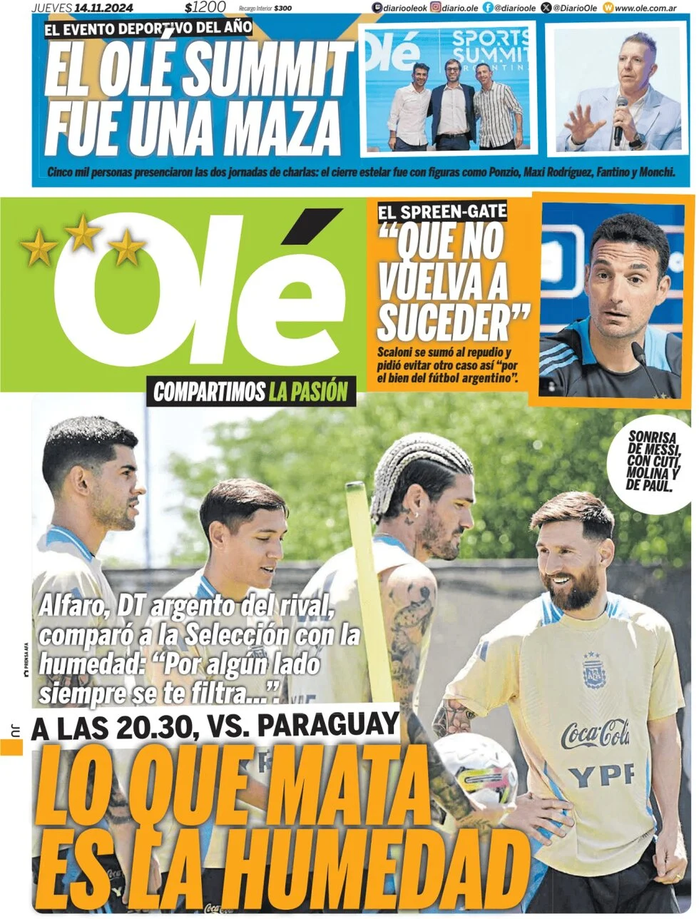 anteprima della prima pagina di ol del 14/11/2024