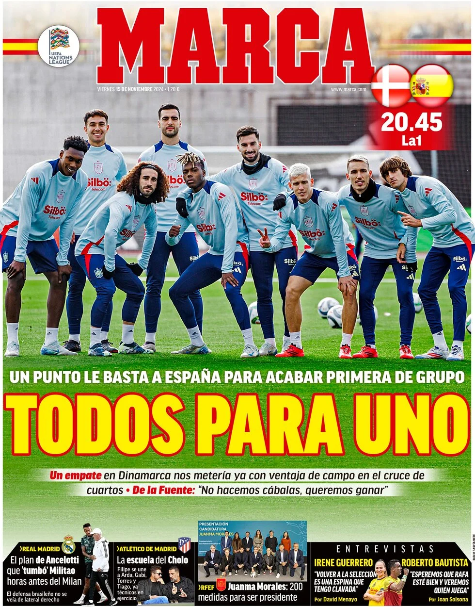 anteprima della prima pagina di marca del 15/11/2024