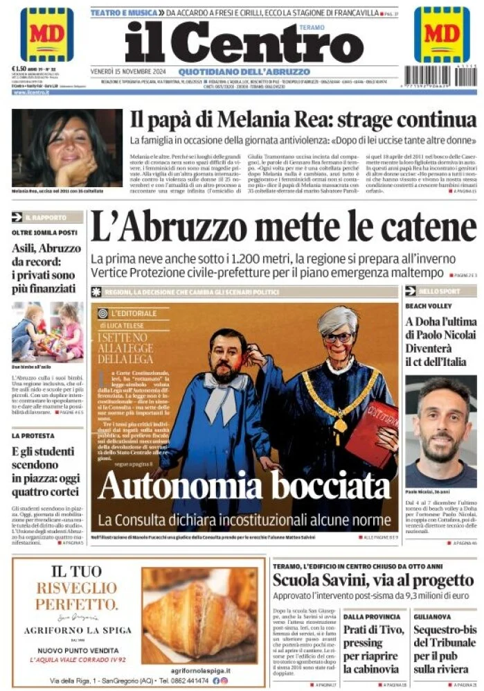 anteprima della prima pagina di il-centro-teramo del 15/11/2024