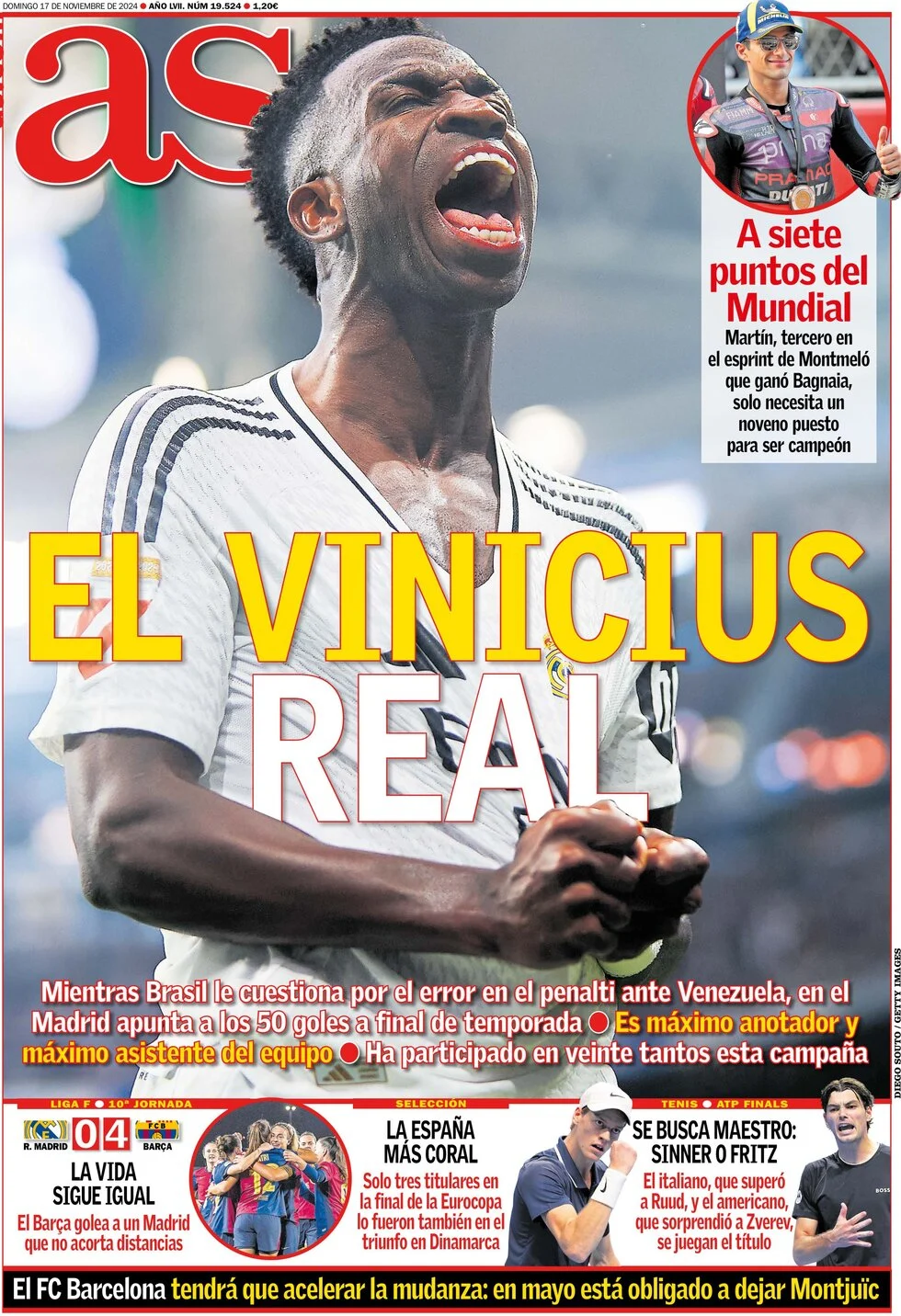 anteprima della prima pagina di as-madrid del 17/11/2024