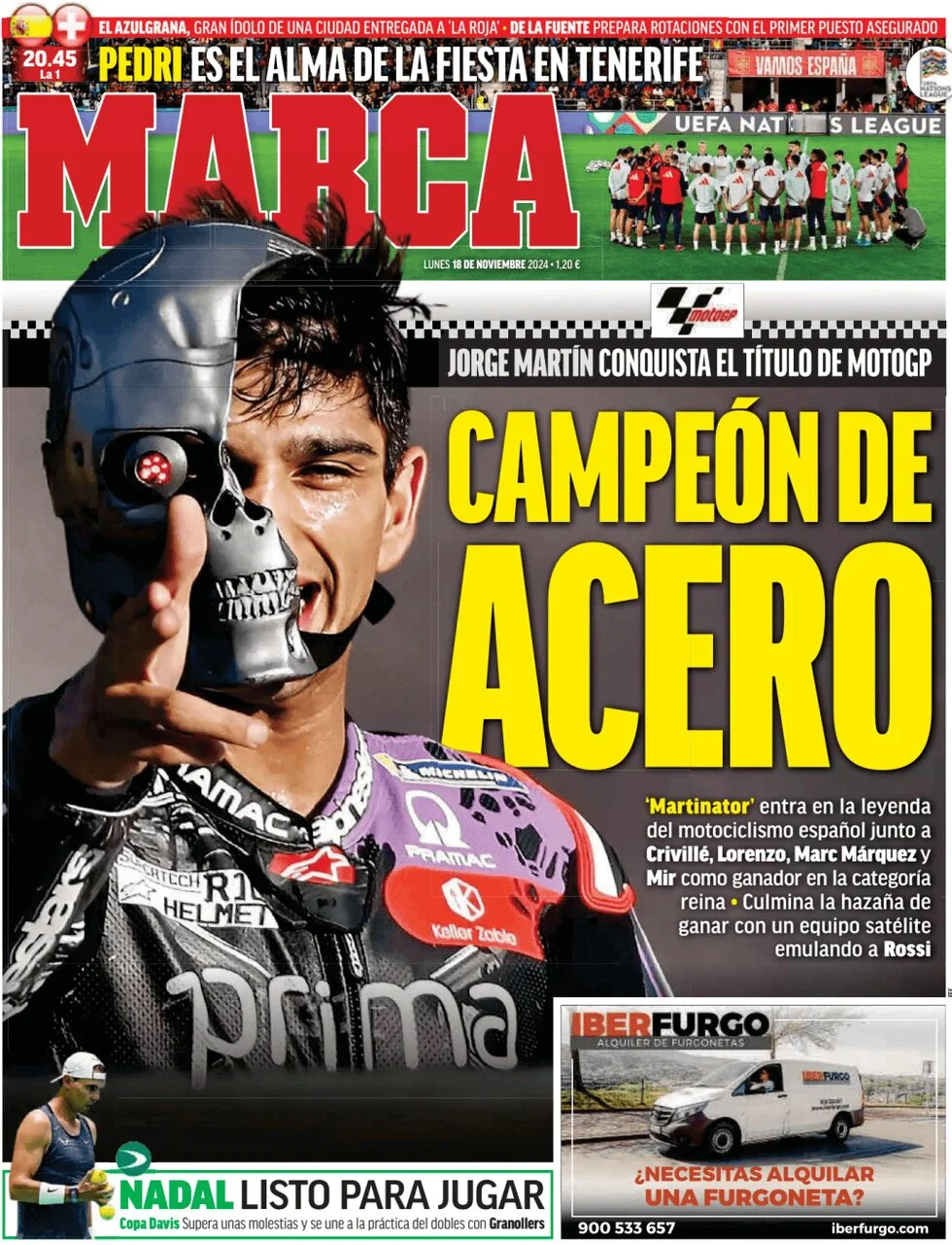 anteprima della prima pagina di marca del 18/11/2024
