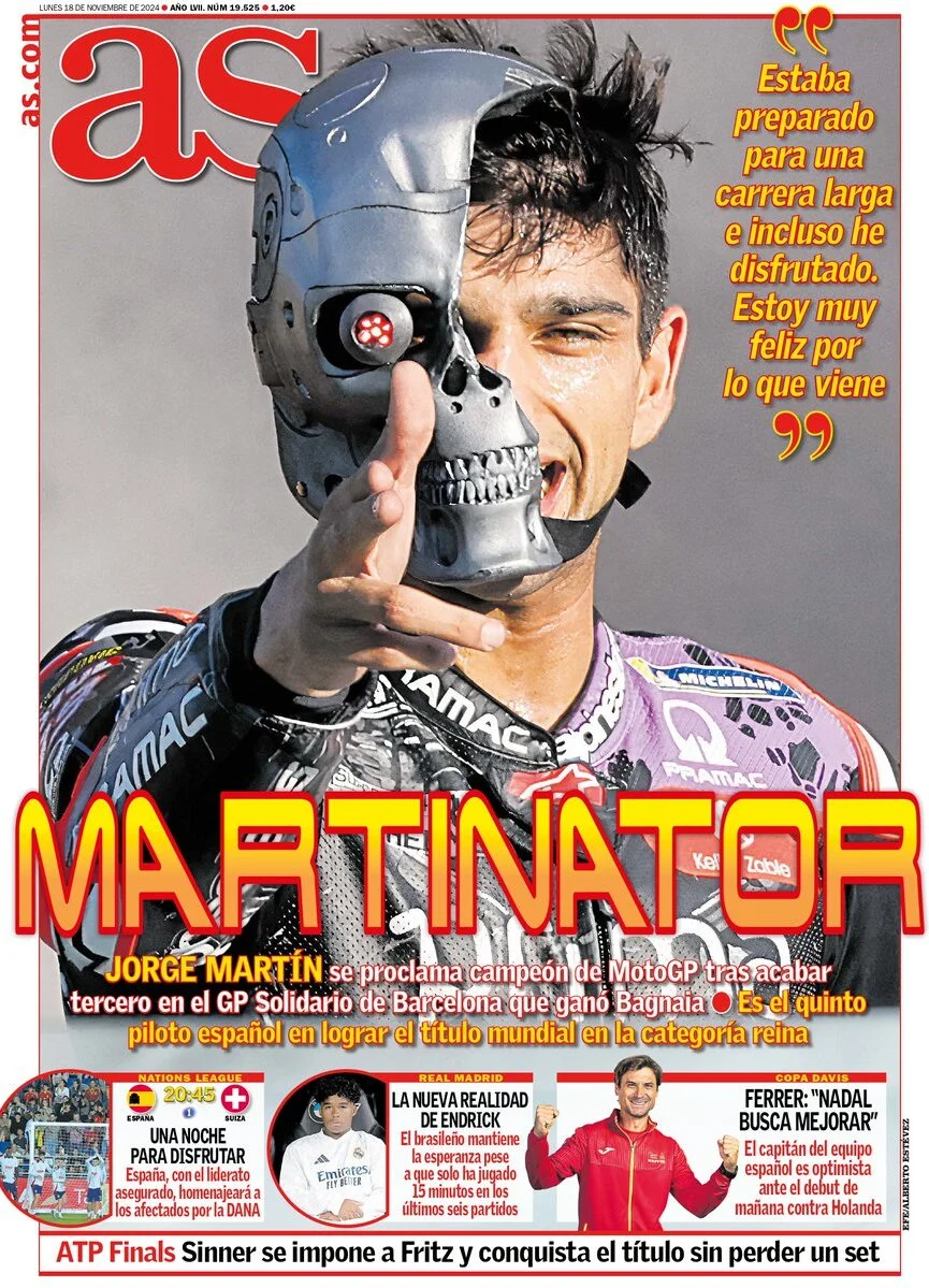 anteprima della prima pagina di as-madrid del 18/11/2024