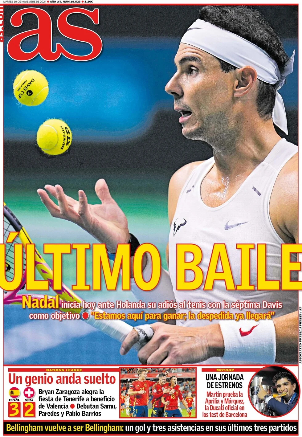 anteprima della prima pagina di as-madrid del 19/11/2024