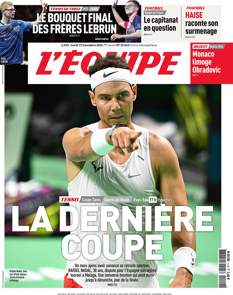 anteprima della prima pagina di lequipe del 19/11/2024