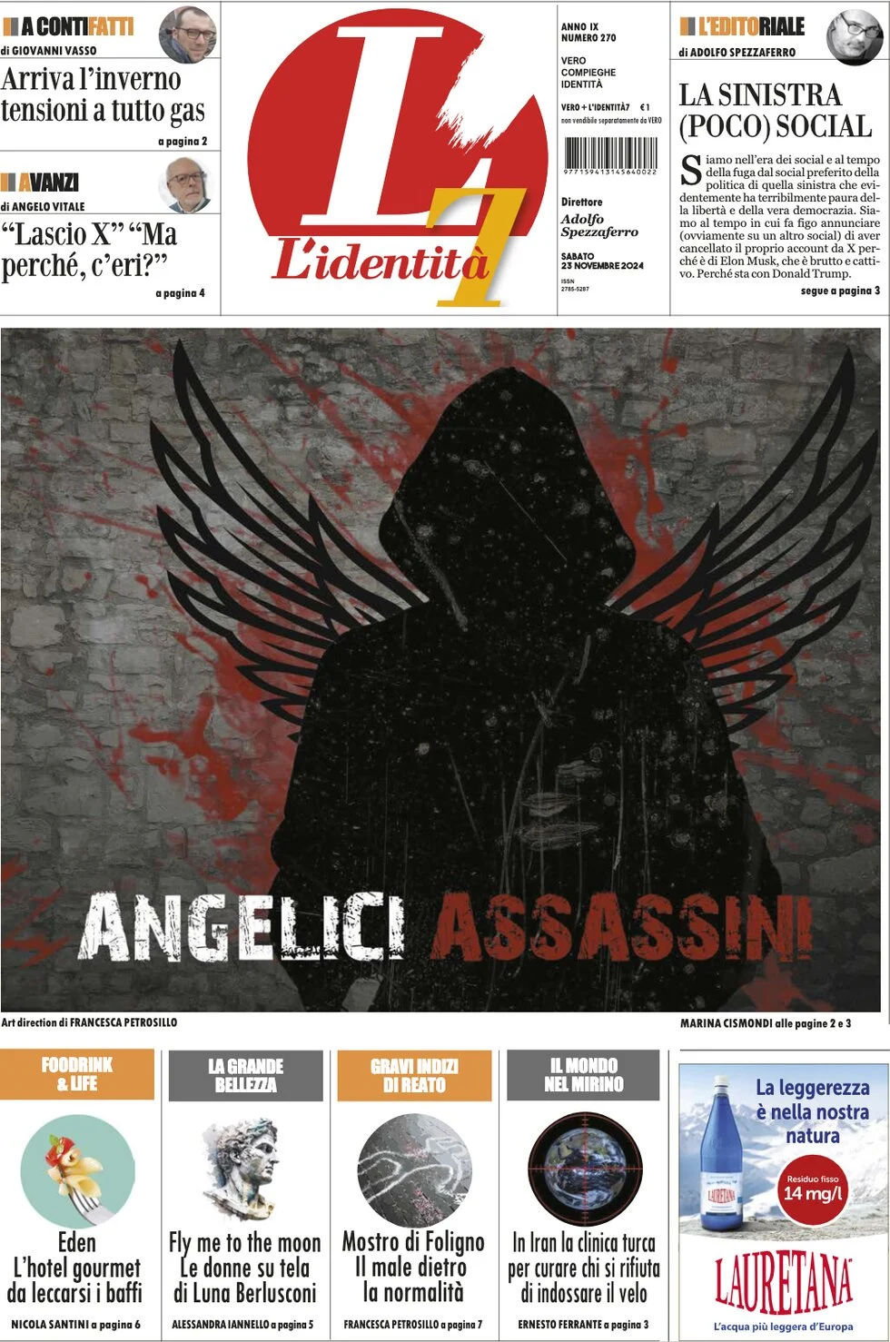 anteprima della prima pagina di lidentit del 22/11/2024