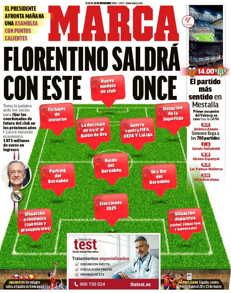anteprima della prima pagina di marca del 22/11/2024