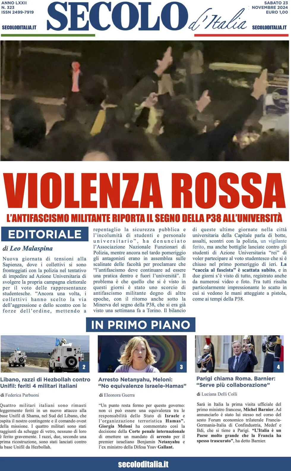 anteprima della prima pagina di secolo-ditalia del 23/11/2024