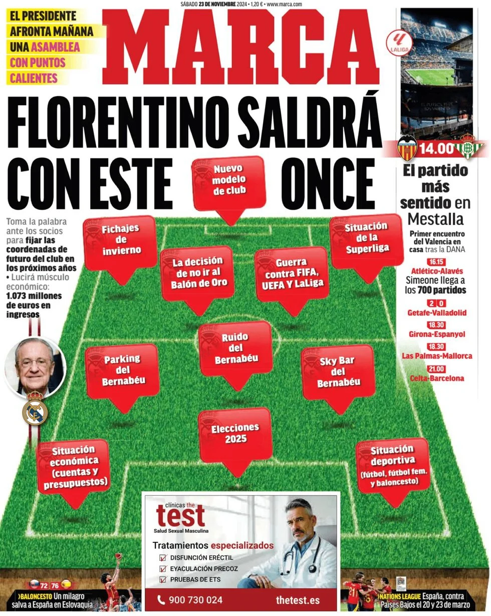 anteprima della prima pagina di marca del 23/11/2024