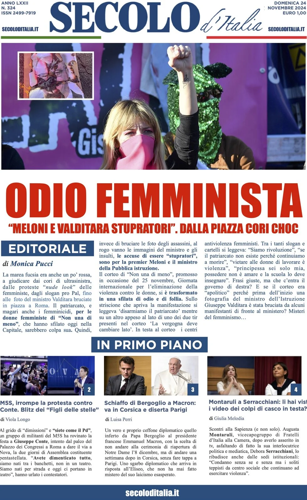 anteprima della prima pagina di secolo-ditalia del 24/11/2024