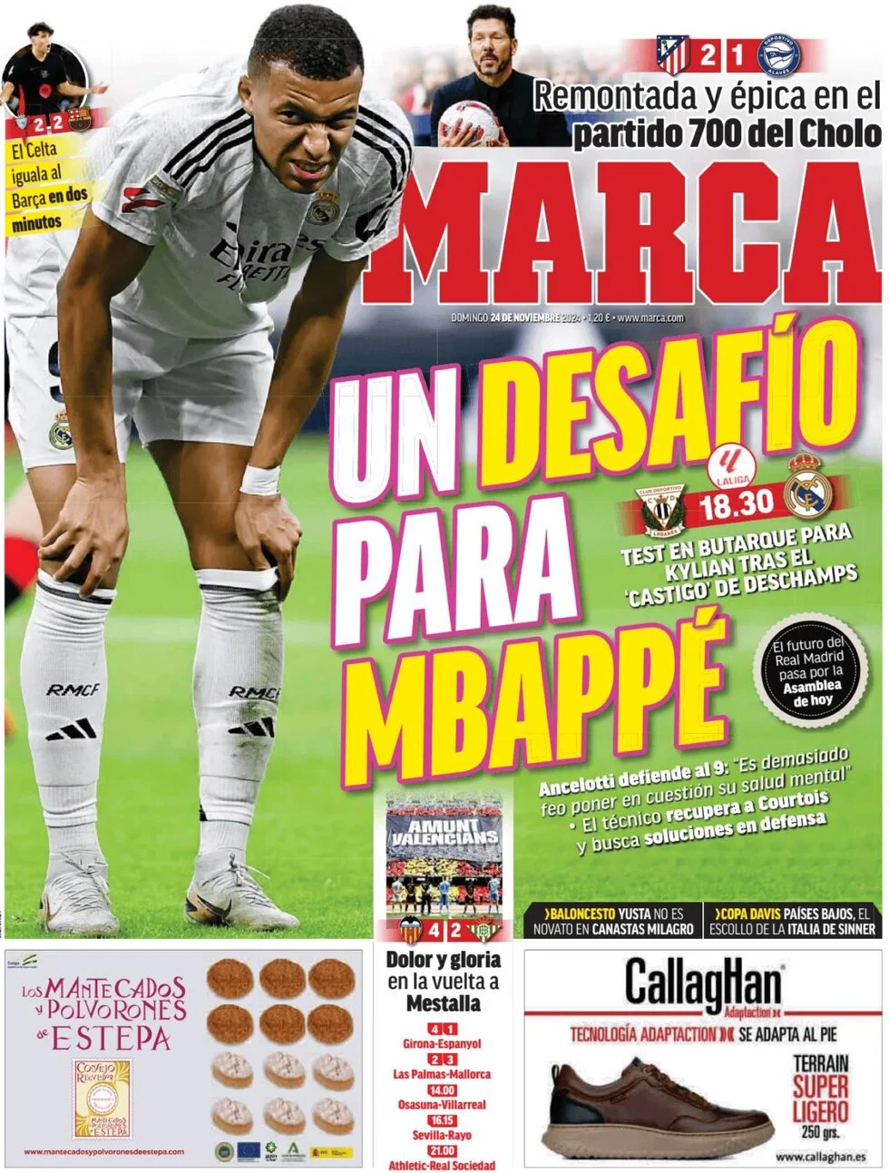 anteprima della prima pagina di marca del 24/11/2024