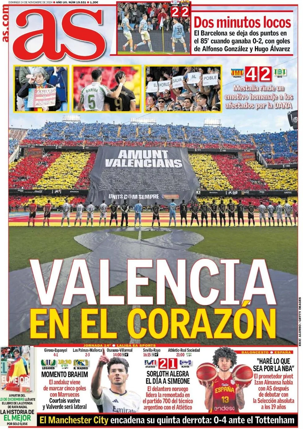 anteprima della prima pagina di as-madrid del 24/11/2024