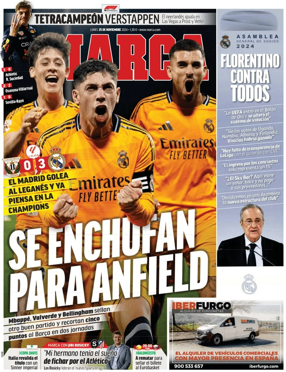 anteprima della prima pagina di marca del 25/11/2024