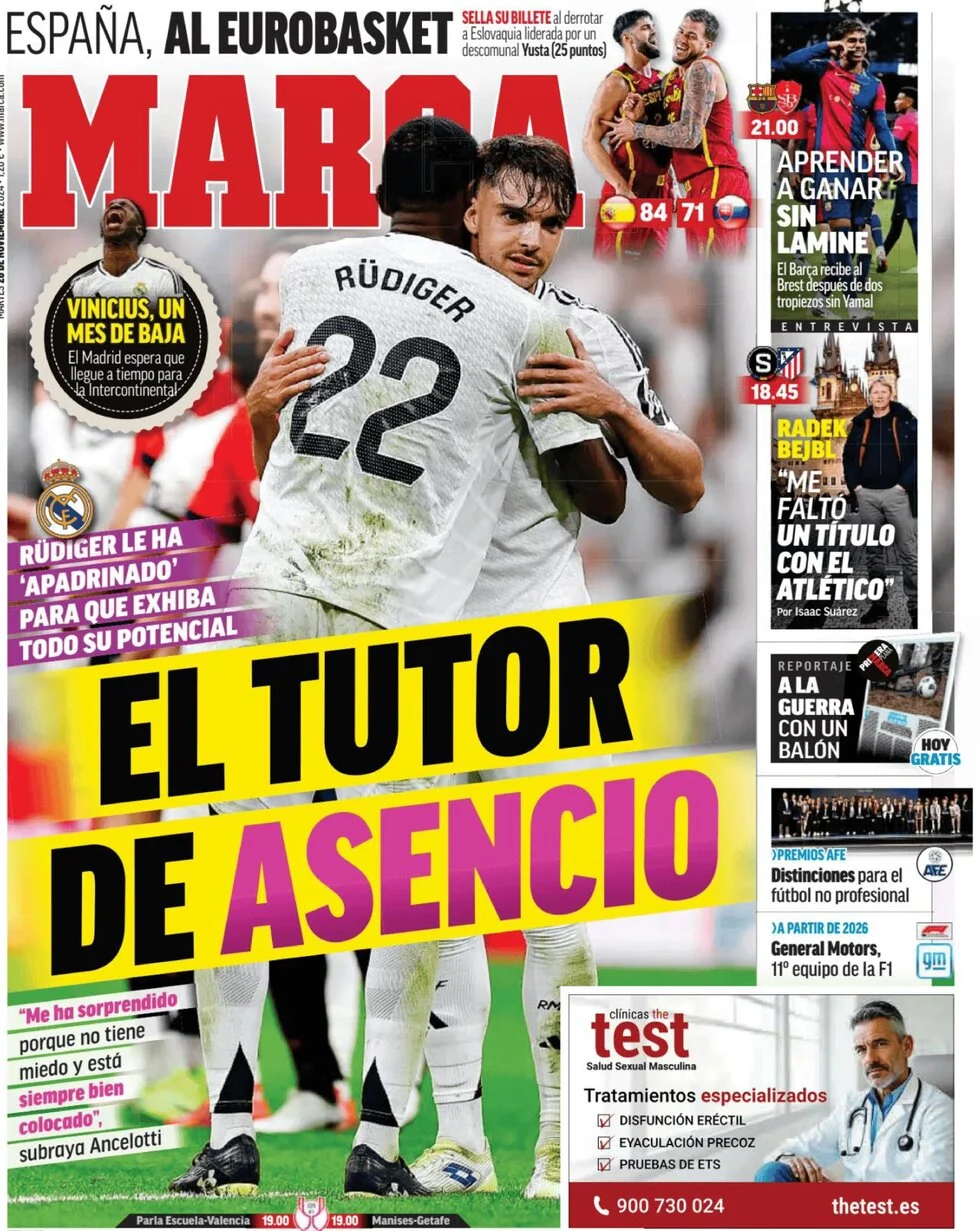 anteprima della prima pagina di marca del 26/11/2024