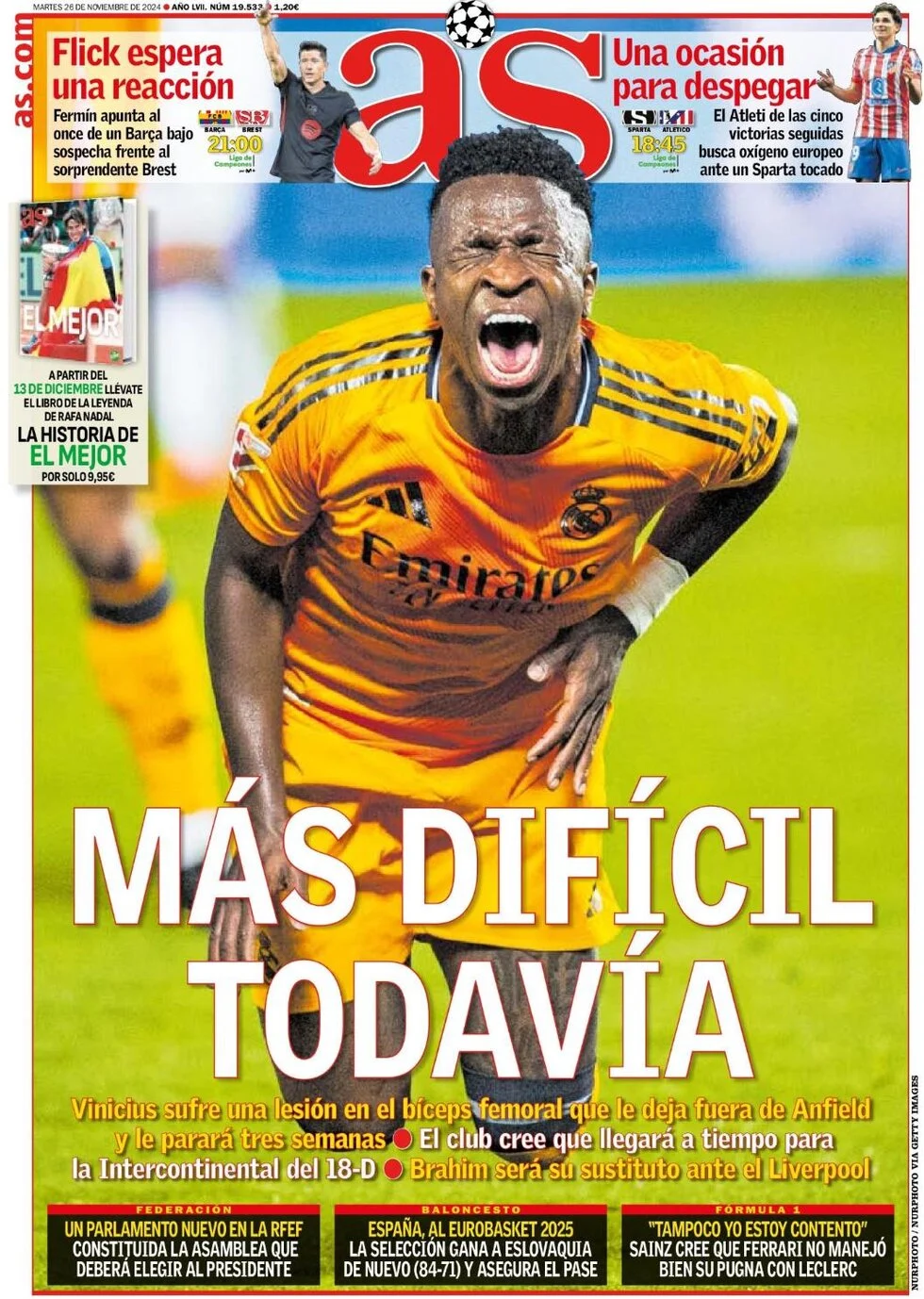 anteprima della prima pagina di as-madrid del 26/11/2024
