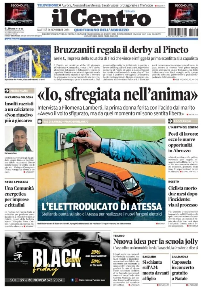 anteprima della prima pagina di il-centro-teramo del 26/11/2024