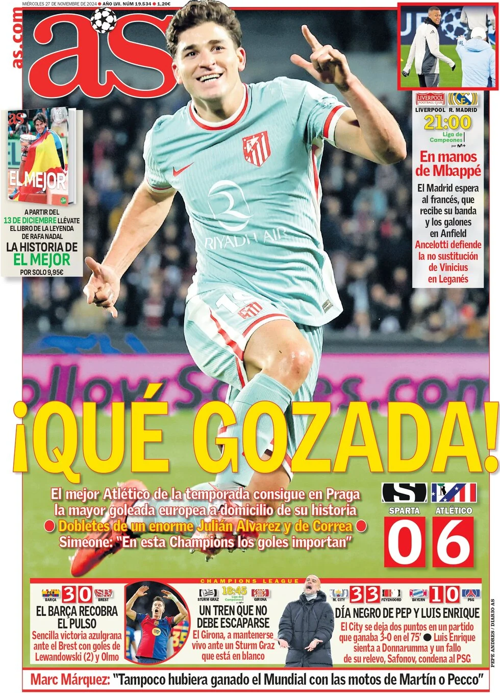 anteprima della prima pagina di as-madrid del 27/11/2024