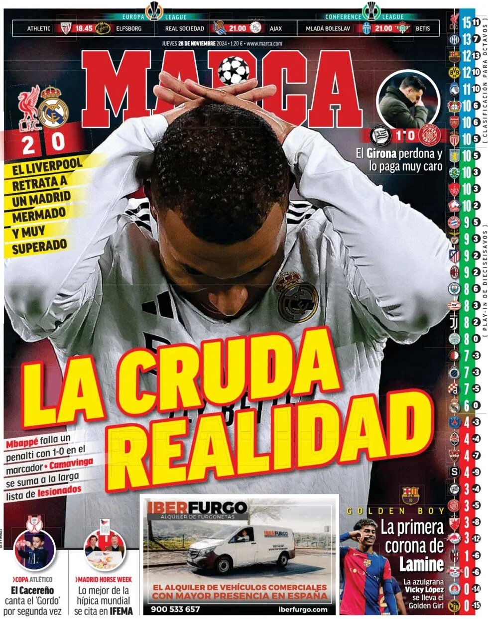 anteprima della prima pagina di marca del 28/11/2024