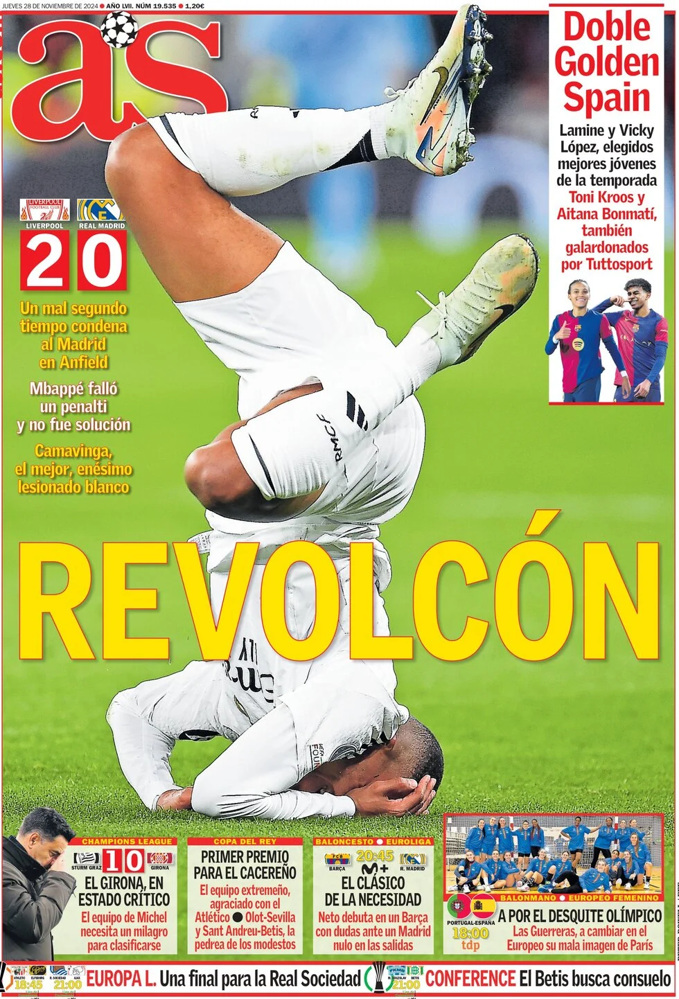 anteprima della prima pagina di as-madrid del 28/11/2024